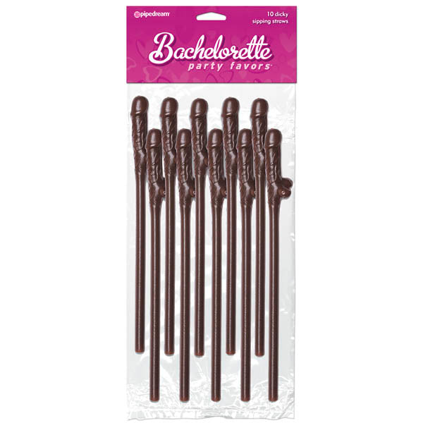 Bachelorette Party Favors - Dicky Sipping Straws - Chocolate Coloured Straws - Set of 10 Pipedreams